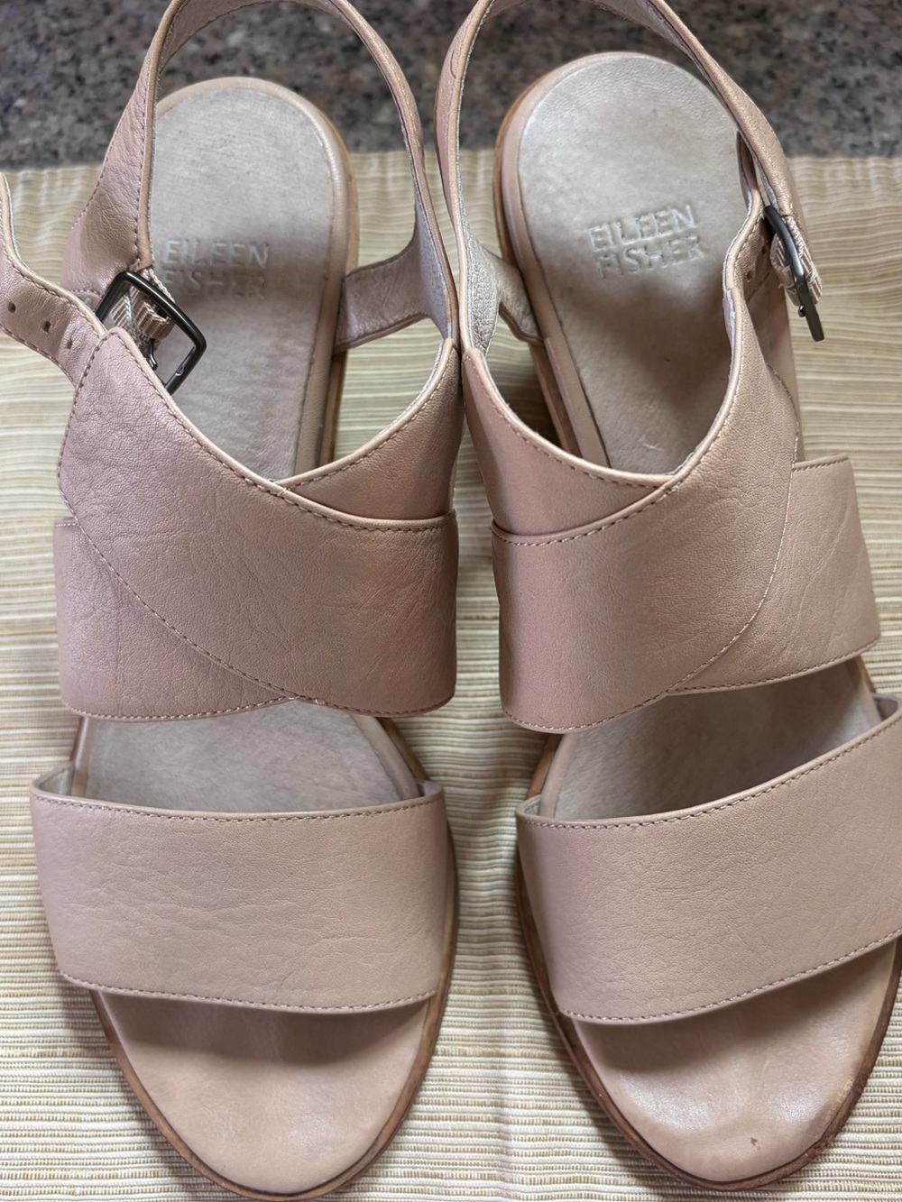 Eileen Fisher Blush Leather Slingback Sandals